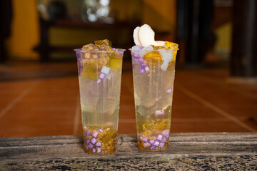 Pear Osmanthus Jelly Drink in Warm Indoor Setting