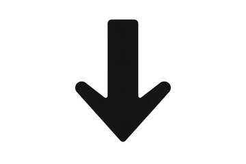 Black downloading arrow icon pointing down for web, app, user interface, or button design on transparent background