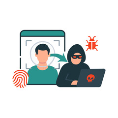 Identity Theft and Cybercrime Illustration Hacker Stealing Personal Data