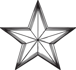 Outline drawing of a fivepointed star with internal geometric detail