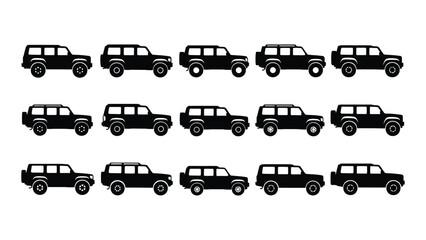 Suv and off-road vehicle silhouettes isolated on white background, Vector © MDTauhidul