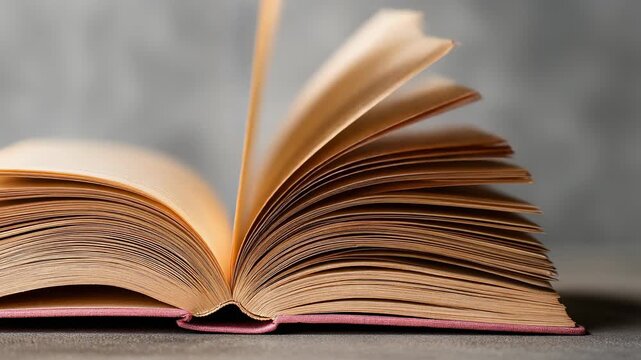 Open book with pages fanned out, showcasing its texture and design for literature lovers