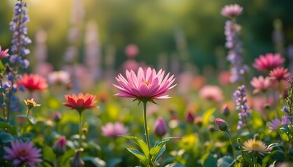 Obraz premium “Flower in Garden Background – Natural Flora Wallpaper for Cover Pages, Brochures, and Landing Page Design”