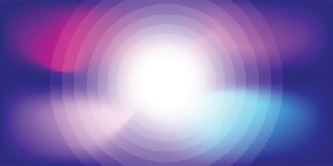 Abstract background with a glowing white center and radiating concentric circles on a blue and purple gradient.