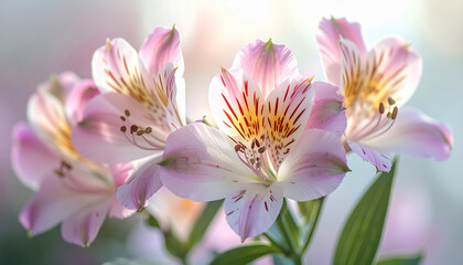 Pink Alstroemeria Flowers Close-Up