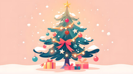 Fototapeta premium simple flat illustration of decorated Christmas