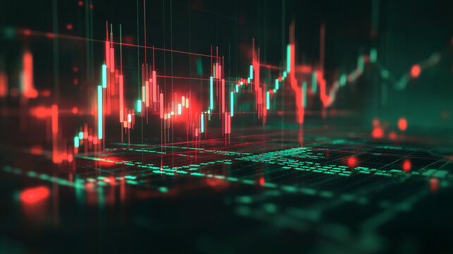 Dynamic stock market data analysis with glowing line graph for financial insight