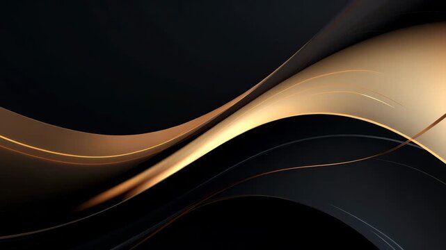 Abstract wavy lines in black and gold color scheme  