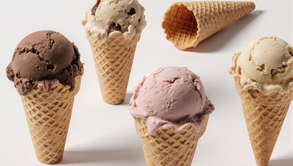Assorted Ice Cream Cones - A Sweet Treat Collection.