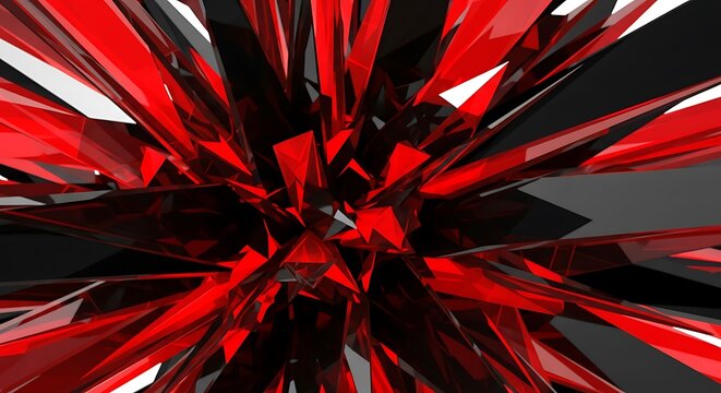 Abstract red and black sharp geometric explosion background art.