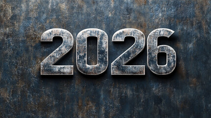 Exciting 2026 year design element with modern metallic finish for your project