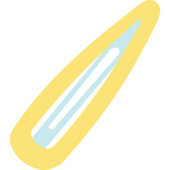 Stylized illustration of a pale blue and yellow hair clip on a transparent background