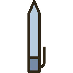 Stylized illustration of a pen with a light blue body and a darker blue grip on a transparent background isolated graphic design element