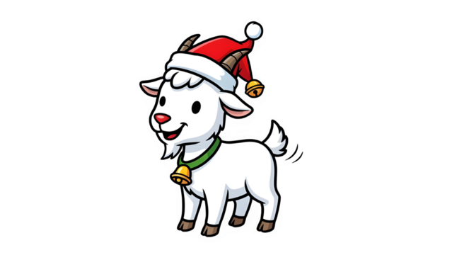 cartoon santa's goat in transparent background