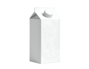 Blank white milk carton with screw cap isolated on transparent background