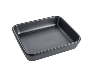 Black square baking pan or roasting dish isolated on transparent background