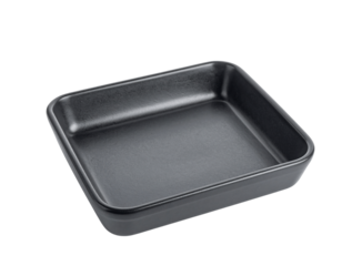 Black square baking pan or roasting dish isolated on transparent background