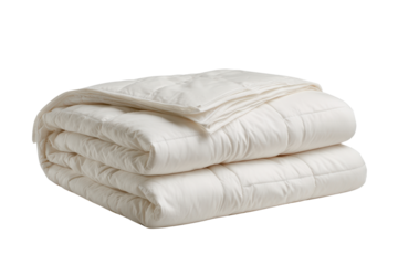 Folded white quilted comforter duvet on black background bedding, Cut Out, Isolated On White Background, Png Transparent