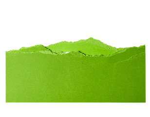 Torn edge of bright green paper texture isolated on transparent background