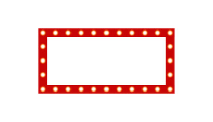 Christmas light strip vintage square red illustration frame on transparent background