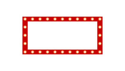 Christmas light strip vintage square red illustration frame on transparent background