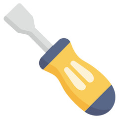 flathead screwdriver repair working tool equipment flat color vector illustration template design