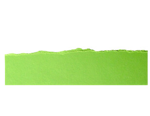 Torn strip of bright green paper isolated on transparent background