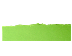Torn strip of bright green paper isolated on transparent background