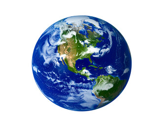 Realistic view of planet earth showing north and south america isolated on transparent background