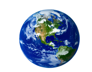 Realistic view of planet earth showing north and south america isolated on transparent background