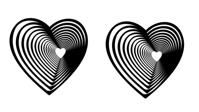 Modern monochrome heart tunnel design, perfect for love, romance, or Valentine's Day projects, adding depth and a touch of minimalist elegance for designs