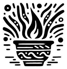 Stylized Flame Pot Illustration: A Symbol of Energy and Warmth.