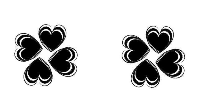 Luck and Love Four Hearts Clover Symbolizing Fortune, Romance, and Irish Heritage in a Minimalist Design, Perfect for Saint Patrick's Day Celebrations