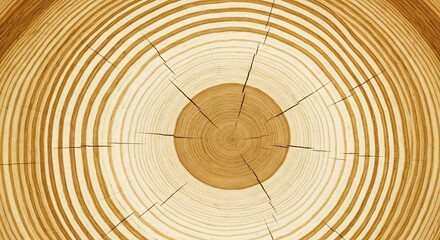Detailed Cross-Section of a Tree Trunk with Visible Growth Rings.