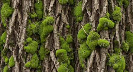 Mossy Tree Bark - A Close-Up of Natures Texture and Greenery.