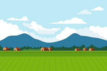 Fototapeta premium landscape with mountains and house vector art