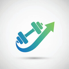 Dynamic fitness concept featuring a rising arrow alongside a dumbbell symbol for strength training and growth.