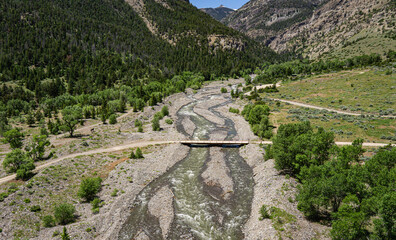 Valley Bridge over Wyoming Mountain Stream near Cody