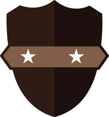 Brown Shield with Two Stars Badge - Security, protection, and military or honor emblem graphic
