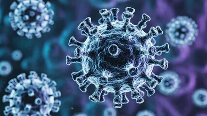 3D illustration of virus particles floating in microscopic environment. - Powered by Adobe