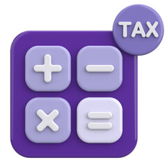 Obraz premium 3D Tax Icon Illustration with Calculator and Finance Elements.