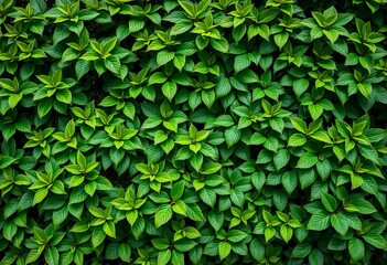 Fototapeta premium Lush green wall, vibrant foliage, textured leaves, garden, nature