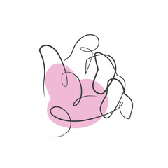 Cute Baby Hands one line drawing. Cute Baby Hands single line illustration. Cute Baby Hands minimalist line art