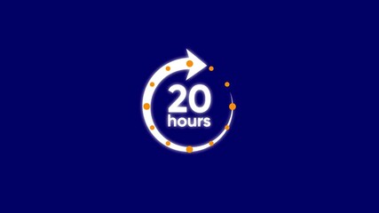 Twenty Hour Countdown Timer Animated Graphic With Arrow and Orange Dots On Dark Blue Background Representing Time Passing Urgency Deadline Project Completion