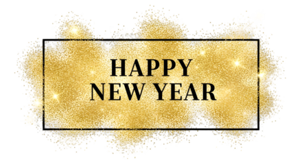Happy New Year 2026 – Glitter Gold Sparkle Banner with Black Frame (HD)

