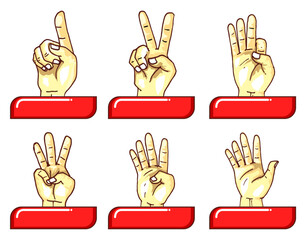 Fototapeta premium fingers counting red pink themes one until five