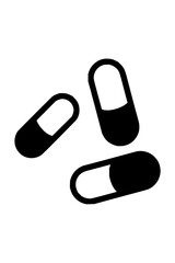 Three iconic black capsules representing medicine and health, a vector design for medical concepts, pharmaceutical use, and healthcare promotion