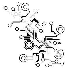 Modern tech circuit design element perfect for infographics, web design, and presentations, showcasing innovation and sophisticated technology concepts