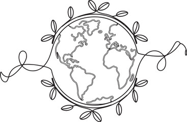 earth globe with flowers vector