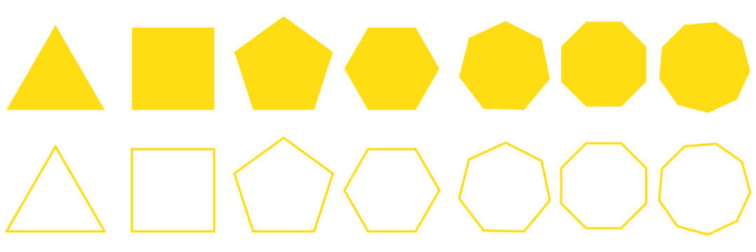 Black octagon icon set of vector geometry polygon